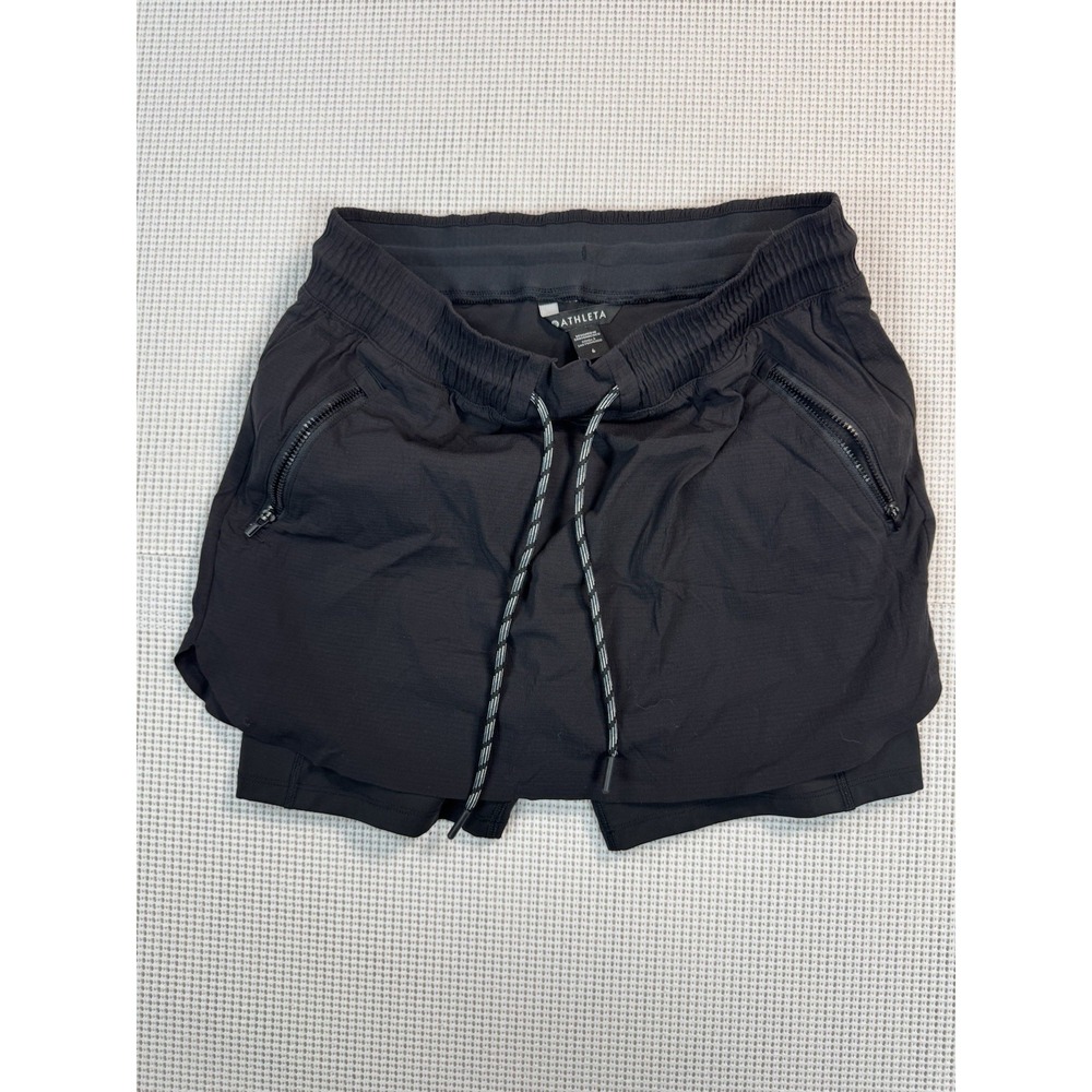 Athleta Trekkie Skort Black Size 6 Athletic Hiking Shorts Skirt 798604